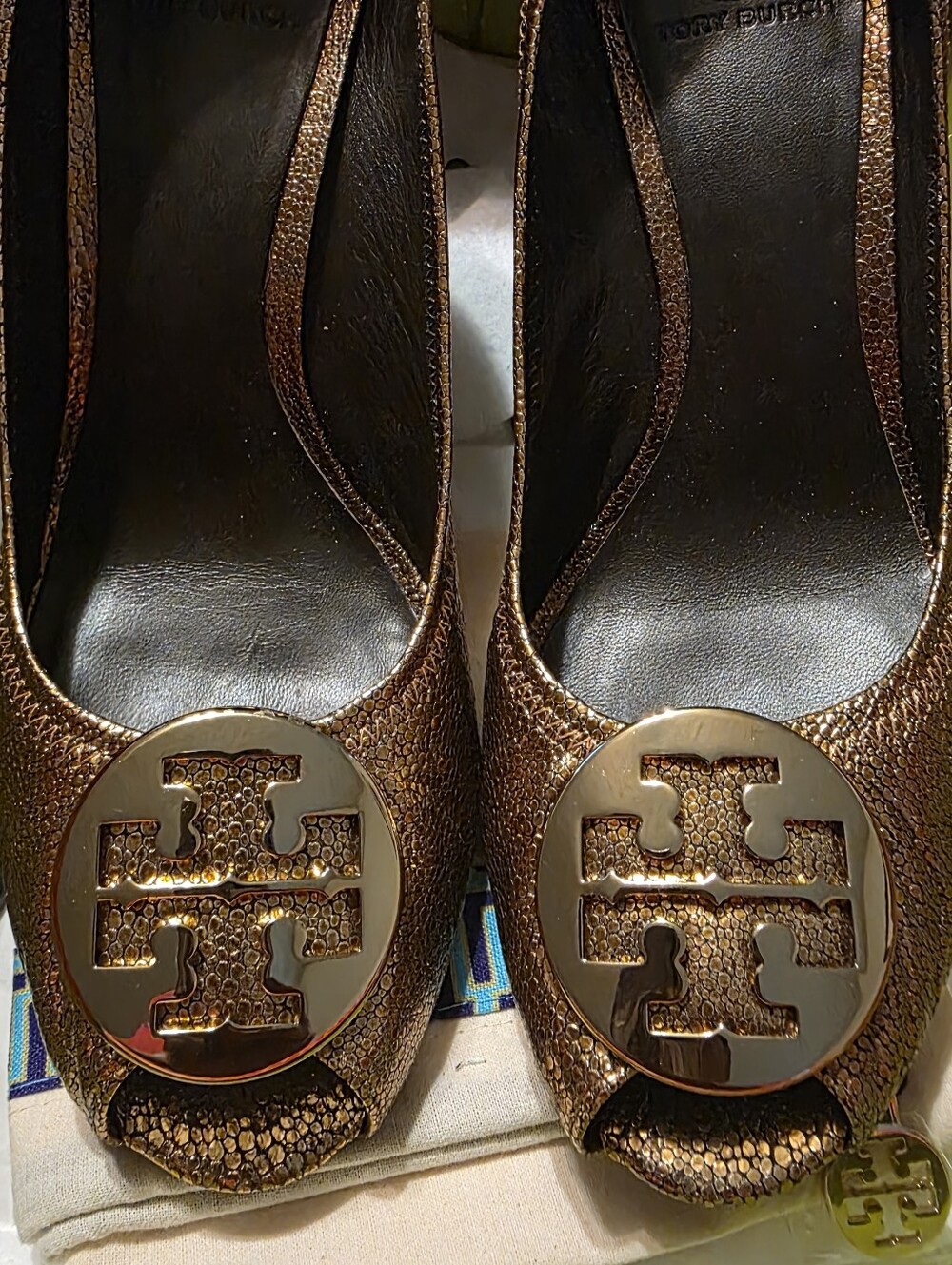 Tory Burch Metallic Wedge
